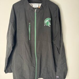 Champion Black Windbreaker with Green Accents
